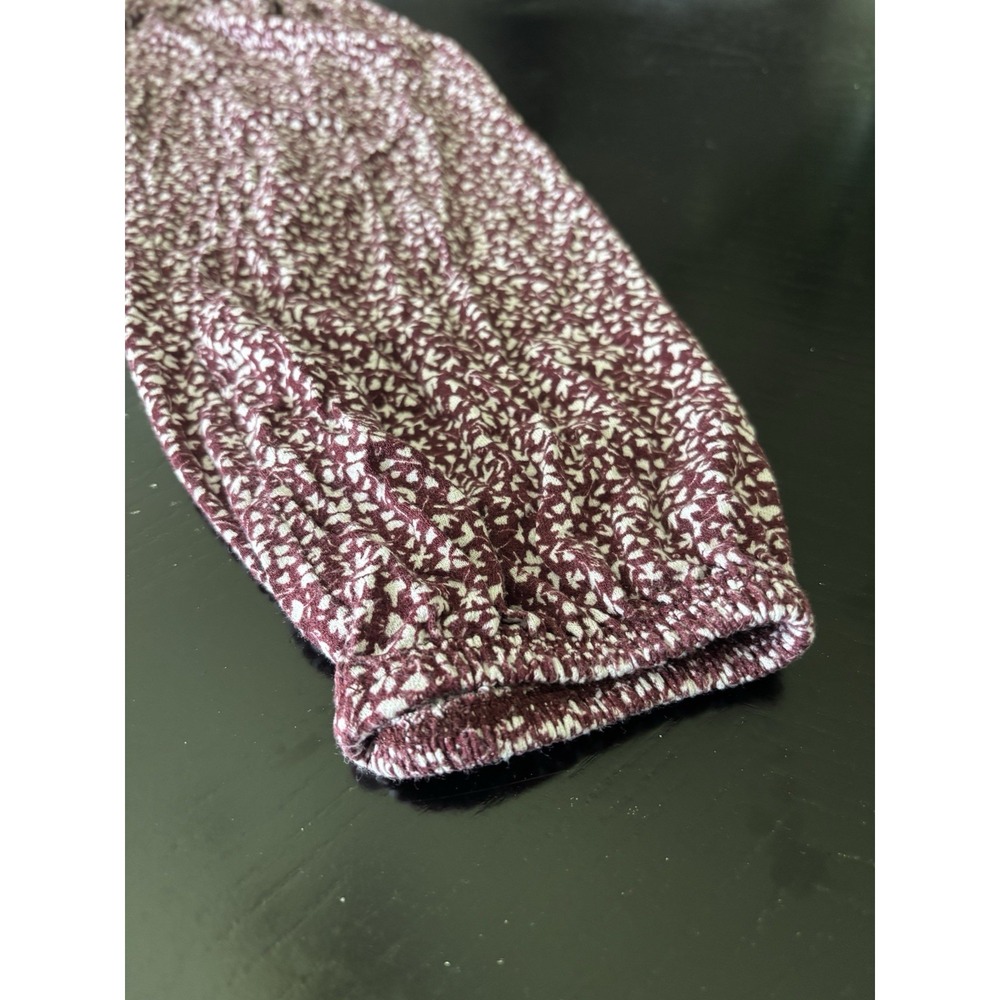 Pull&Bear Dress Women M Burgundy Floral Print Long Sleeve  V-Neck Boho Casual - Picture 15 of 16